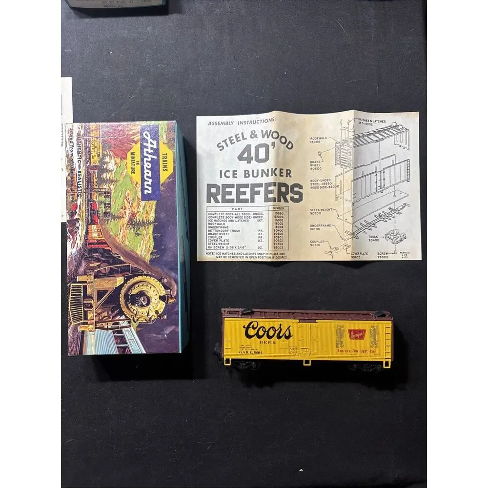 Vintage Athearn HO Scale Blue Box Lot 6 Train Freight Cars Coors Flatcar Reefers